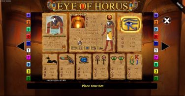 Eye of Horus paytable