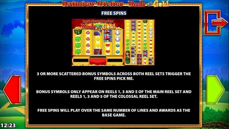 Rainbow Riches Reels of Gold Free Spins