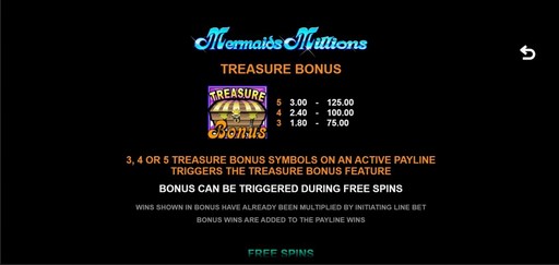 Mermaid’s Millions (Microgaming) Treasure Bonus