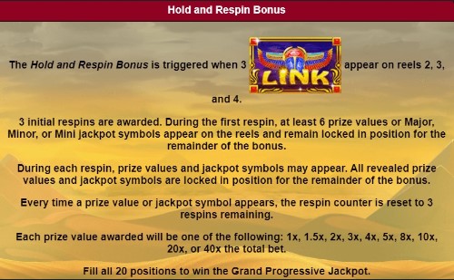 Scarab Link Hold and Respin Bonus