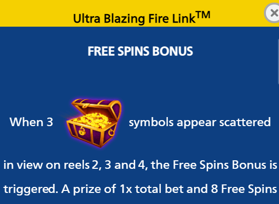 Ultra Blazing Fire Link Free Spins Bonus