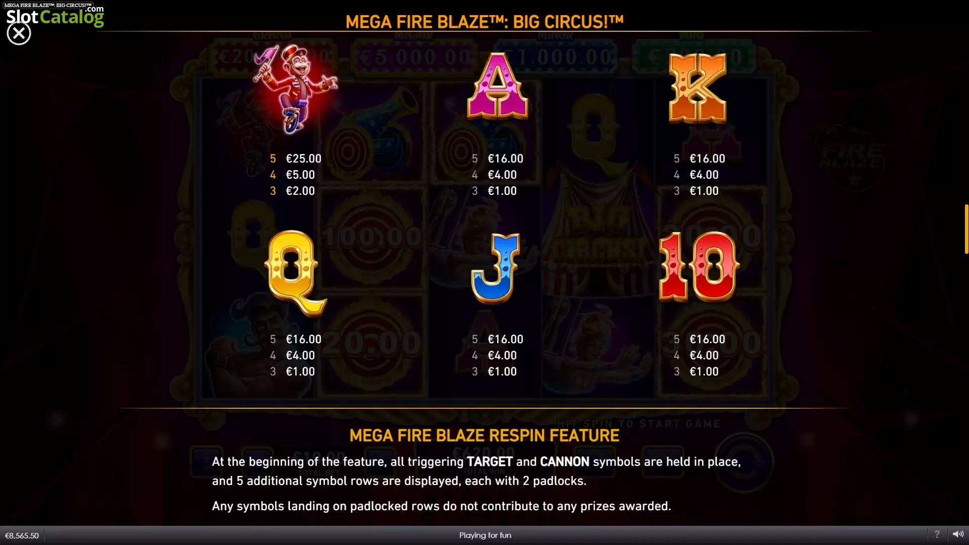 mega fire blaze big symbols