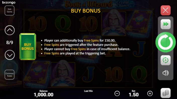 Book of Wizard Crystal Chance Buy Bonus