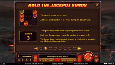 Sizzling Moon Hold the Jackpot Bonus