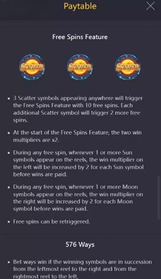 Destiny of Sun and Moon Free Spins Feature