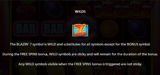 Blazin Hot 7s Big Bonus Wild Symbol