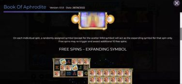 Book of Aphrodite Free Spins - Expanding Symbol