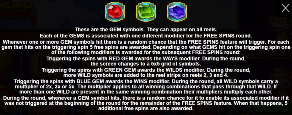 3 Dancing Monkeys Gems Symbols