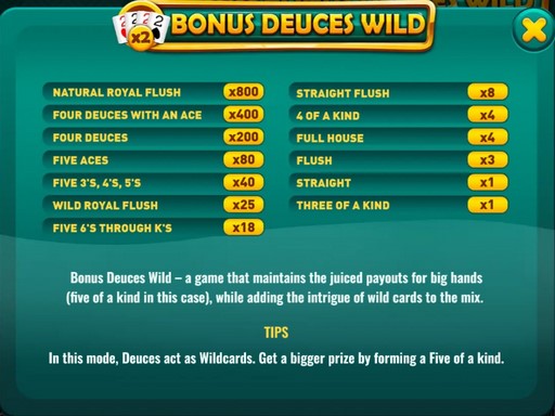 Bonus Deuces Wild (Platipus) Deuces as Wilds