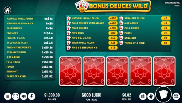 Bonus Deuces Wild (Platipus) Theme