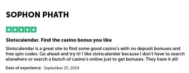 SOPHON PHATH review on trustpilot for slotscalendar