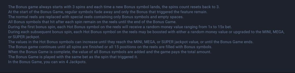 Hot Triple Sevens Hold & Win Bonus Game