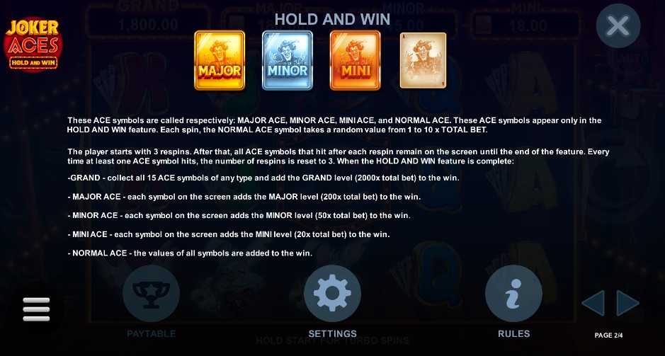 Bonus Features_Joker Aces Hold And Win